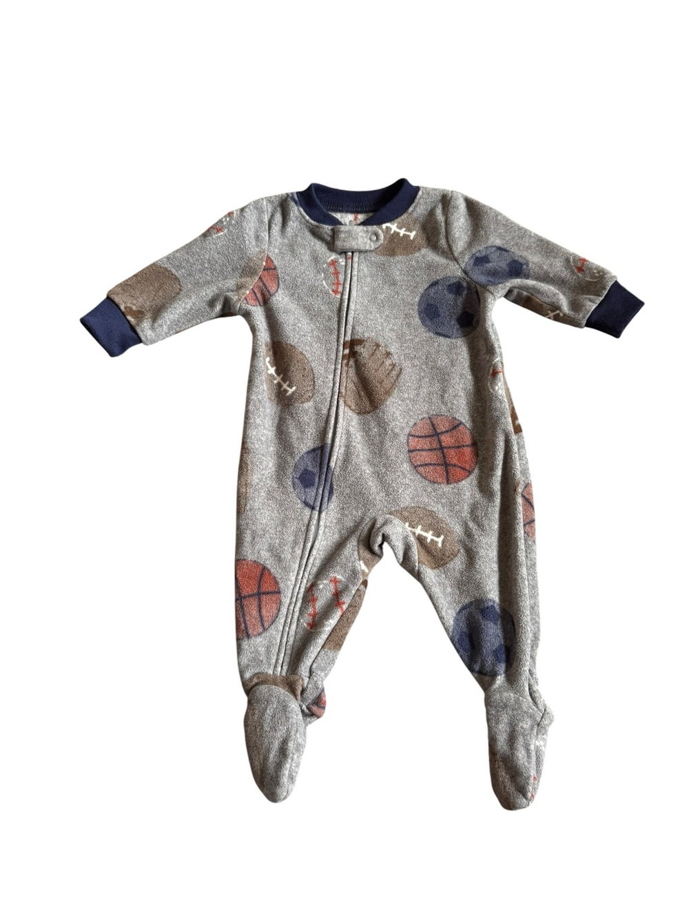 3/$25 Carter’s Fleece Sports Footed Sleeper 3M Gray Zip Pajamas